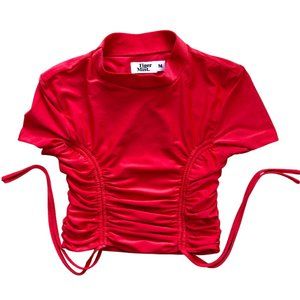 Tiger Mist Red Cropped Scrunch Top